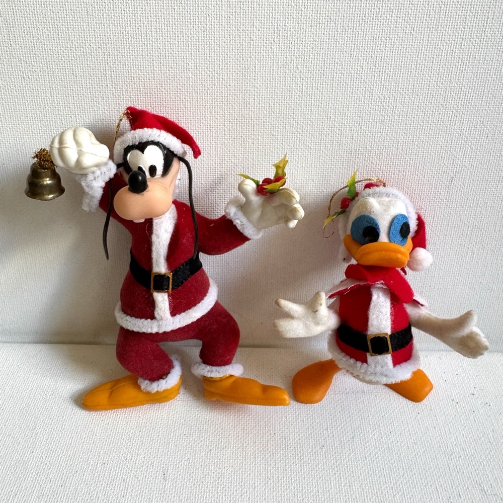 Vintage Disney Goofy Donald Duck Santa Christmas Ornaments Set of 2